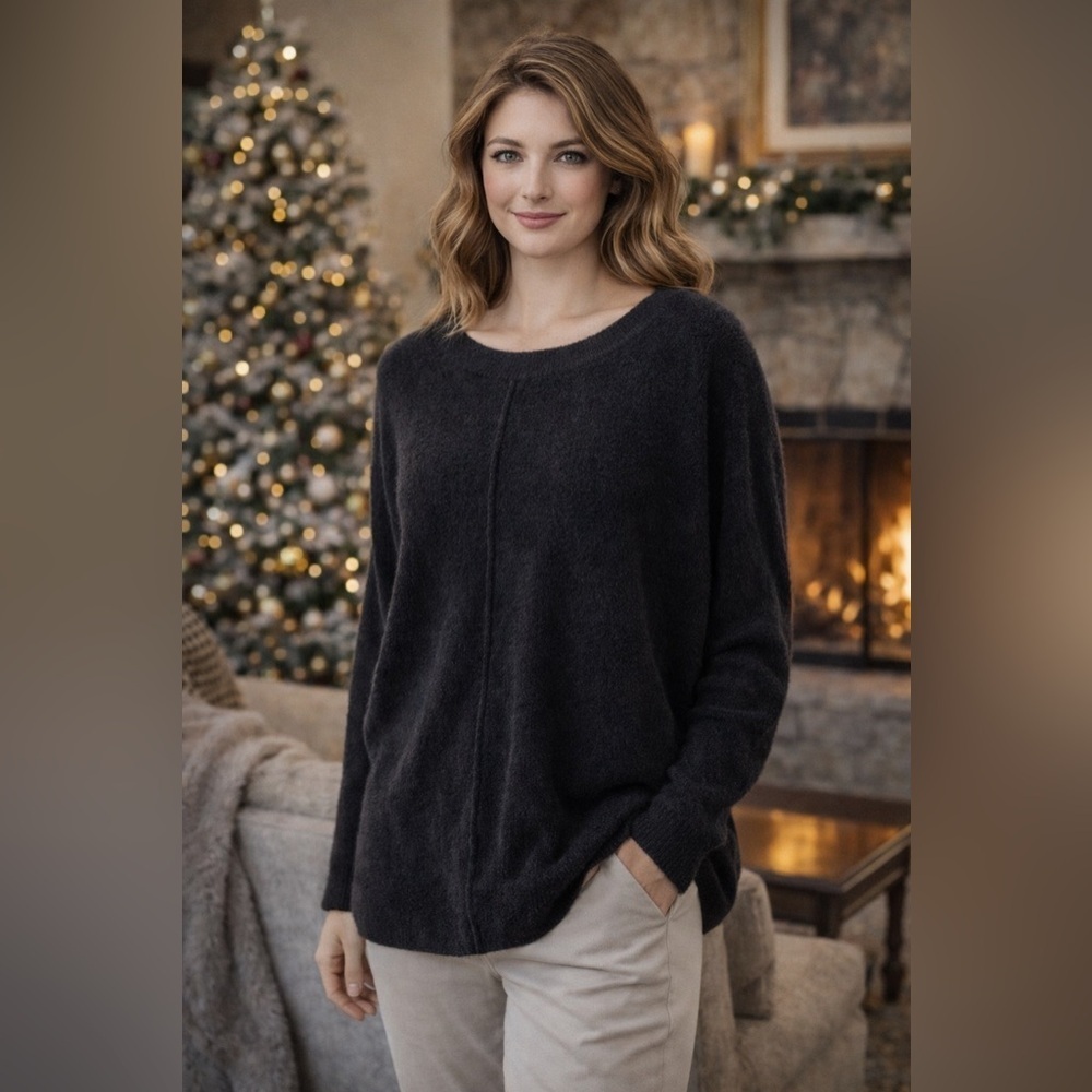 Barefoot Dreams CozyChic Lite Dolman Pullover Sweater Small Deep Jade